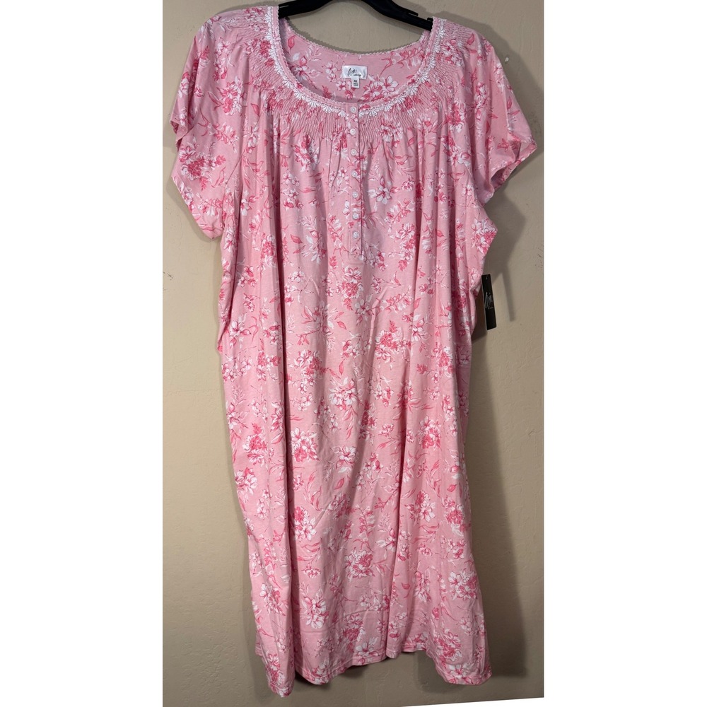 Aria Collection Nightgown Women 4X PinkFloral Cotton Cottagecore Sleep Dress NEW